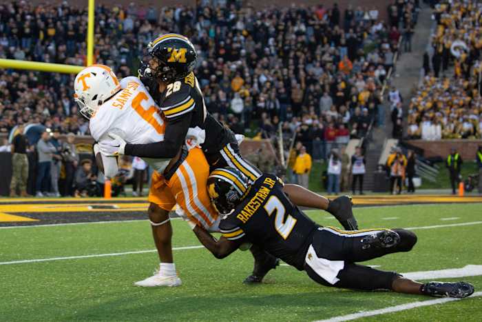 Tennessee Volunteers RB Dylan Sampson during the loss to Missouri. (Photo by Kylie Graham of USA Today Sports)